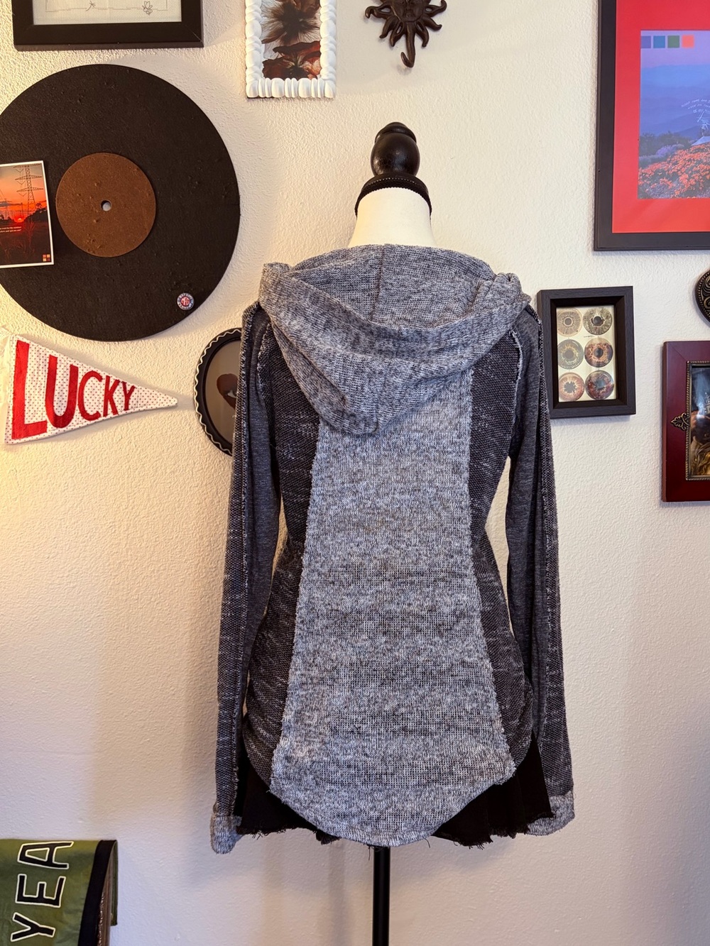 Heathered Gray Knit Hoodie - Picture 3 of 7